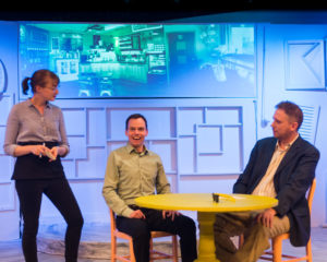 Rebecca Shoer (left) as the Waitress, David Dieudonne (center) as Mark and Matt Bannister (right) as Al