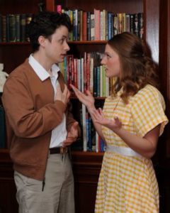 Stephen Edwards (left), Rachel Verhaaren (center) and Elisabeth Johnson (right) in The Graduate