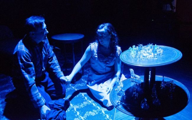 Kurt Elftmann (left) as Tom and Laura Rocklyn (right) as Laura in The Glass Menagerie