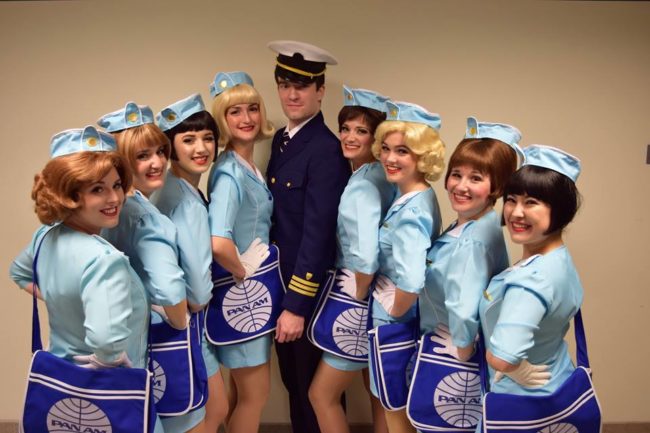 Jim Baxter (center) as Frank Abagnale Jr. and the Frank Abagnale Jr. Dancers in Catch Me If You Can