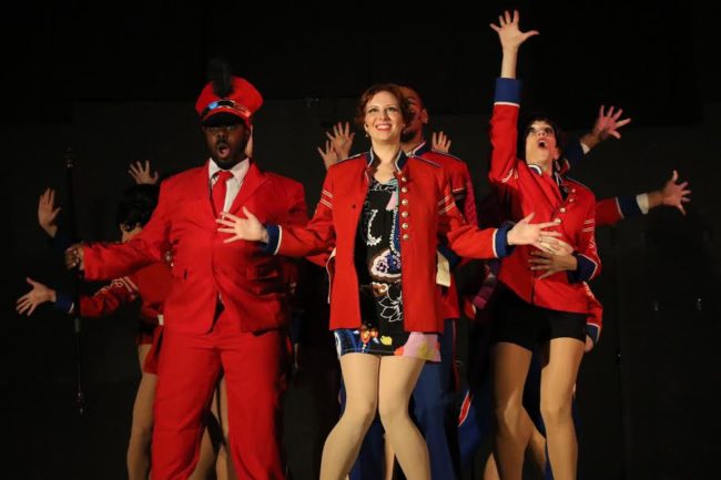 Katherine Sheldon (center) as Charity in Sweet Charity at The Heritage Players