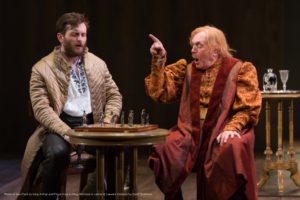 Ken Clark (left) as King Arthur and Floyd King (right) as King Pellinore in Camelot