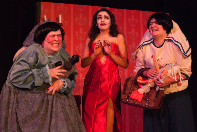 Purity Coombs (Meghan Taylor, left) with Catherine Catty Coombs (Molly Margulies, center), and Patience Coombs (Lincoln Goode, right) 