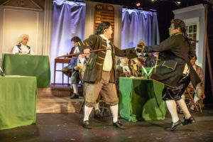 Tom Hartzell (left) as John Adams and Todd Starkey (right) as John Dickinson