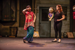 Suzanne Zacker (left) as Christmas Eve and Claire Kneebone (right) as Kate Monster in Avenue Q