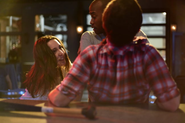 Allison Bradbury (left) as Sara, TJ Bolden (center) as Tom, and Matt Hirsh (right) as Michael in Murder Ballad