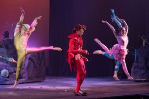 Derek Cooper (center) as Sebastian in The Little Mermaid