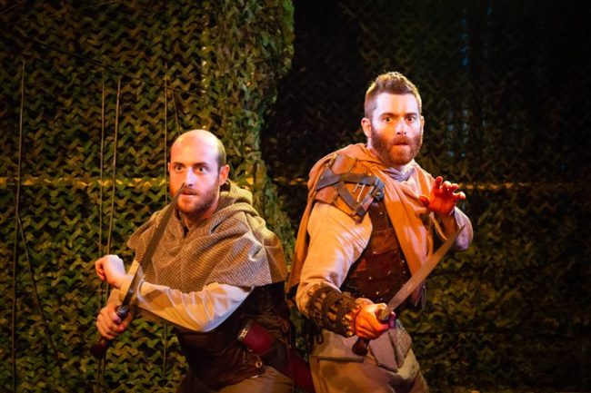 Joshua Simon (left) as Banquo and Jared H. Graham (right) as Macbeth