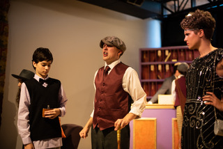 Lucas Schueckler (left) as Toby's Sidekick, Jeremy Crawford (center) as Sir Toby Belch, and Audrey Kawecki (right) as Olivia
