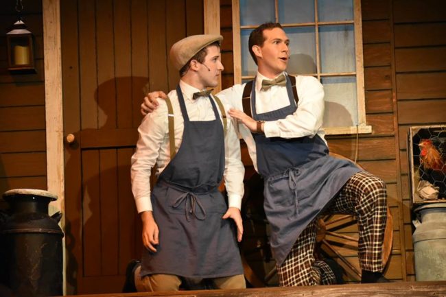 Mark Quackenbush (left) as Barnaby Tucker and Stephen Strosnider (right) as Cornelius Hackl in Hello, Dolly!