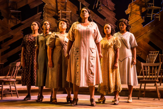 Carrie Compere (center) as Sofia and the women of The National Tour of The Color Purple