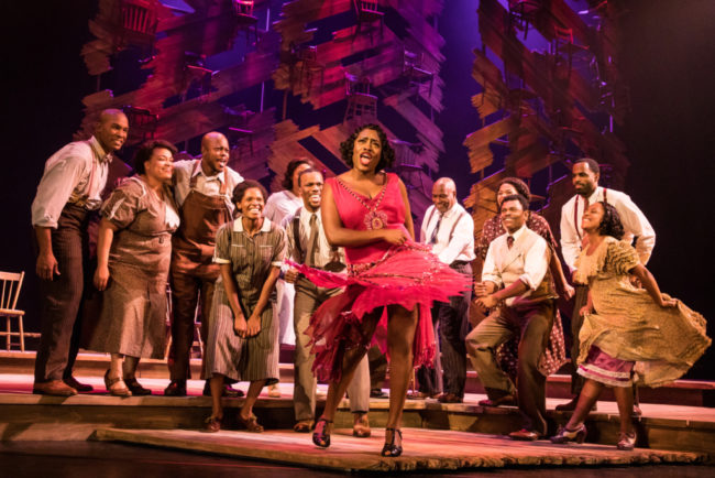 Carla R. Stewart (center) as Shug Avery and the ensemble of the national tour of The Color Purple