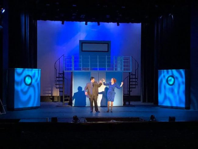 Simon Gusso (left) as Billy Crocker and Hannah Sikes (right) as Reno Sweeney in Anything Goes