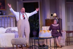 David Schramm (left) as Big Daddy and Charlotte Booker (right) as Big Mamma in Cat on a Hot Tin Roof