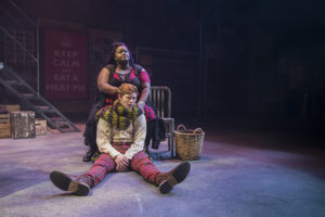 Jade Jones (above) as Mrs. Lovett and John Taos Foster (below) as Tobias Ragg