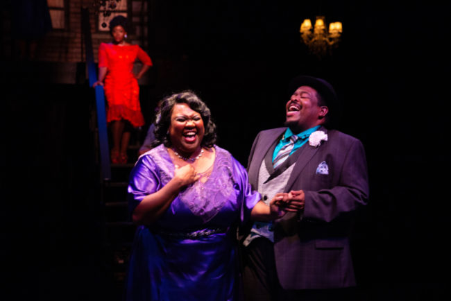 Kelli Blackwell (left) and Tobias A. Young (right) with Kanysha Williams (back left) in Ain't Misbheavin' at Toby's Dinner Theatre