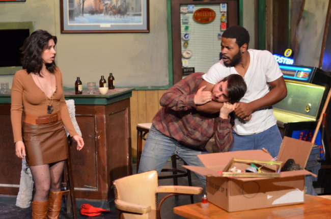 Chara Bauer (left) as Bonnie with Matthew Lindsay Payne (center) as Chet and Terrance Fleming (right) as Dan