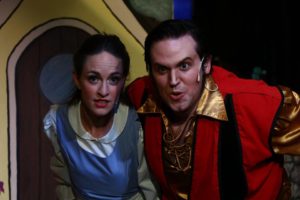 Christa Krosner (left) as Belle and Brendan Hurst (right) as Gaston