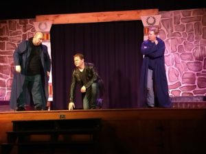 Chris Thomas (left) as Caiaphas with Jim Gerhardt (center) as Judas and Dave Gerstmyer (right) as Annas