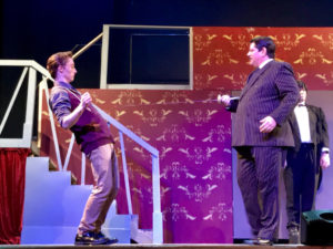 Drew Sharpe as Lucas Beineke and Vincent Musgrave as Gomez Addams