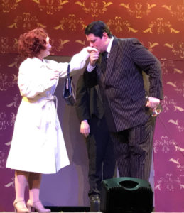 Ashley Gerhardt as Alice Beineke and Vincent Musgrave as Gomez Addams