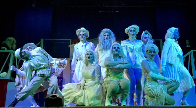 Addams Ancestors (L to R) Justin Moe, Atticus Boidy, Billy Luzier, Maggie Mellott, Matt Sorak, Parker Bailey Steven, Beth Cohen, Derek Anderson, Abby McDonough, and Ty'Aira Johnson