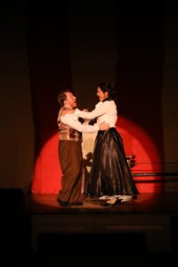 Matt Wetzel (left) as Barnum and Rachel Weir (right) as Charity