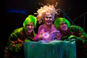 Taylor Witt (left) as Flotsam with Lynn Sharp Spears (center) as Ursula and Joey Ellinghaus (right) as Jetsam