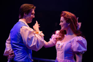 Justin Calhoun (left) as Prince Eric and Abby Middleton (right) as Ariel