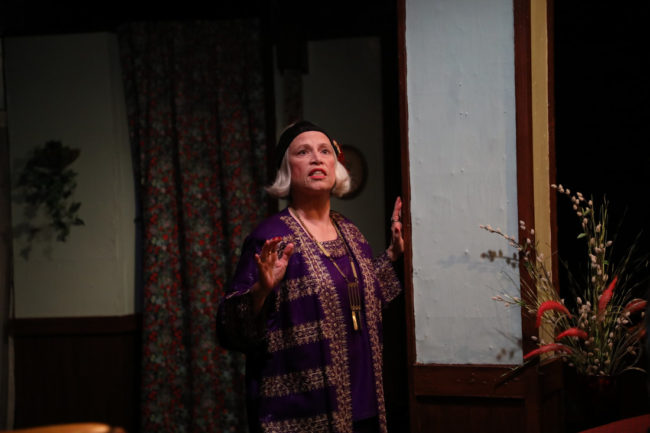 Suzanne Young as Madam Arcatti in Blythe Spirit at Spotlighters Theatre. Photo courtesy of Shealyn Jae Photography