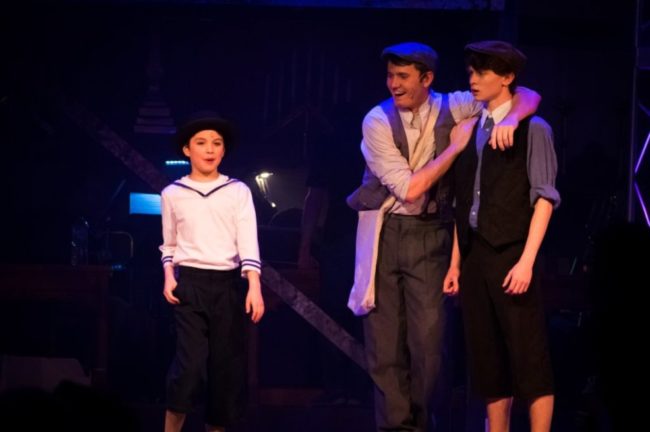 Bailey Gomes (left) as Les with Andy Collins (center) as Jack Kelly and Logan Snyder (right) as Davey Stasia Steuart Photography