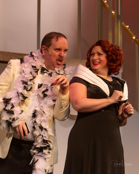 Ryan Geiger (left) as Sir Evelyn Oakleigh and Robyn Bloom (right) as Reno Sweeney in Anything Goes