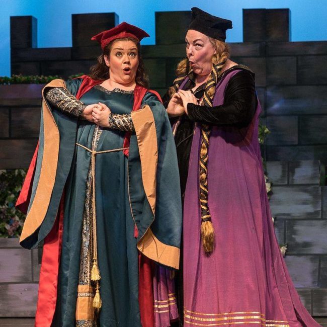 Amanda Jones (left) as Melissa and Jenellen Fischer (right) as Lady Blanche in Princess Ida. Photo: Harvey Levine