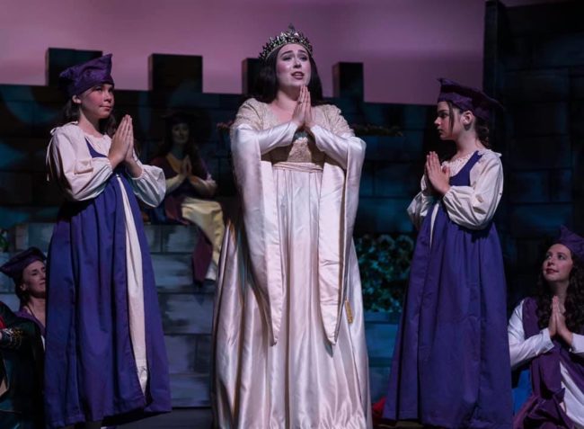 Erica Ferguson (center) as Princess Ida, with Aliyah Fischer and Gabriella Jones in "Princess Ida" at Victorian Lyric Opera Company. Photo: Harvey Levine.