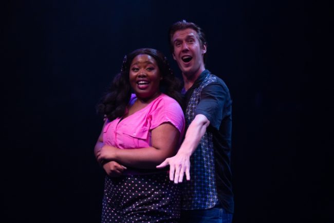 Kalen Robinson (left) as Jan and Justin Calhoun (right) as Roger in Grease. Photo: Jeri Tidwell Photography.