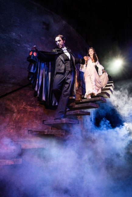 Quentin Oliver Lee as ‘The Phantom’ and Eva Tavares as ‘Christine Daaé’ in The Phantom of The Opera. Photo: Matthew Murray.