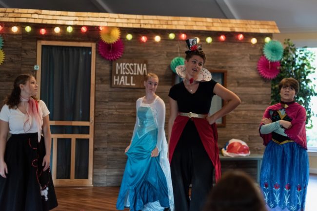 (L to R) Abigail Pimpo as Hero, Grace Wagner as Antonia, Audrey Kawecki as Beatrice, and Juliana Schueckler as Leonata. Photo: Alyssa Bouma.