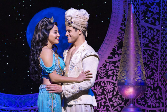 Kaenaonālani Kekoa (left) as Princess Jasmine and Clinton Greenspan (right) as Aladdin in Disney's Aladdin. Photo: Deen van Meer