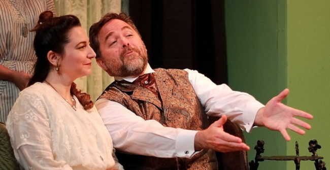 Marnie Kanarek (left) as Mrs. Baxter and Brendan Murray (right) as Tom Kemp in The Mollusc. Photo: Steve LaRocque