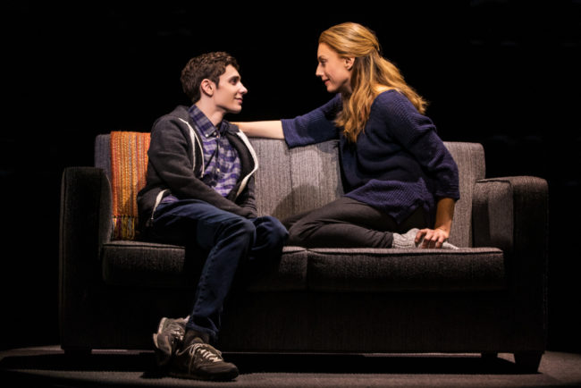 Ben Levi Ross (left) as Evan Hansen and Jessica Phillips (right) as Hedi Hansen. Photo: Matthew Murphy