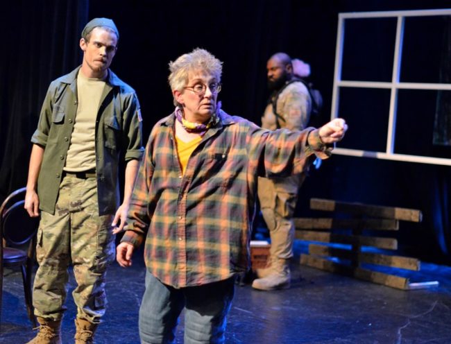 Flynn Harne (left) as Mitch with Emma Hawthorn (center) as Galen and Noah Silas (right) as Hector in Crusade. Photo: Max Garner