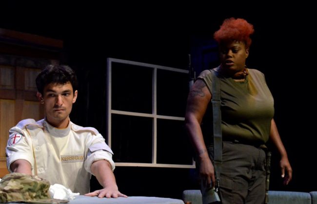 Stephen Kime (left) as Kershaw and Lola Reign (right) as Britt in Crusade. Photo: Max Gardner