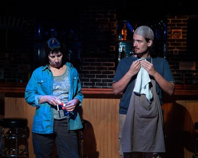 Julie Herber (left) as Tracey and Daniel Valentin-Morales (right) as Oscar in Sweat. Photo: Joe Williams