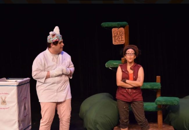 Geraden Ward (left) as Bunny the Baker and Ruth Diaz (right) as Bob the Monkey. Photo: Steve Wolf