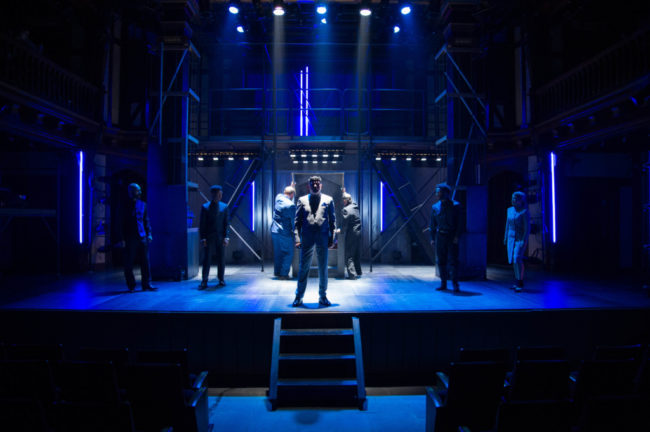 The cast of Folger Theatre's 1 Henry IV (Peter Crook as King Henry IV at center) C. Stanley Photography