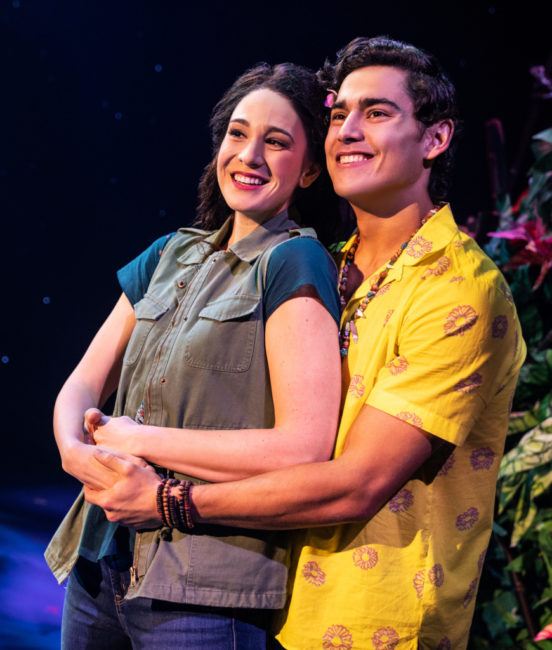 Sarah Hinrichsen (left) as Rachel and Chris Clark (right) as Tully in Jimmy Buffett’s Escape to Margaritaville. Photo: Matthew Murphy