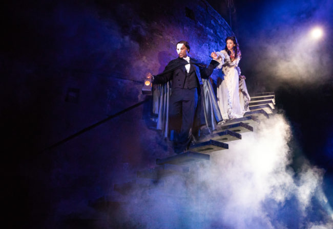 Derrick Davis (left) as The Phantom and Emma Grimsley (right) as Christine Daae. Photo: Matthew Murphy