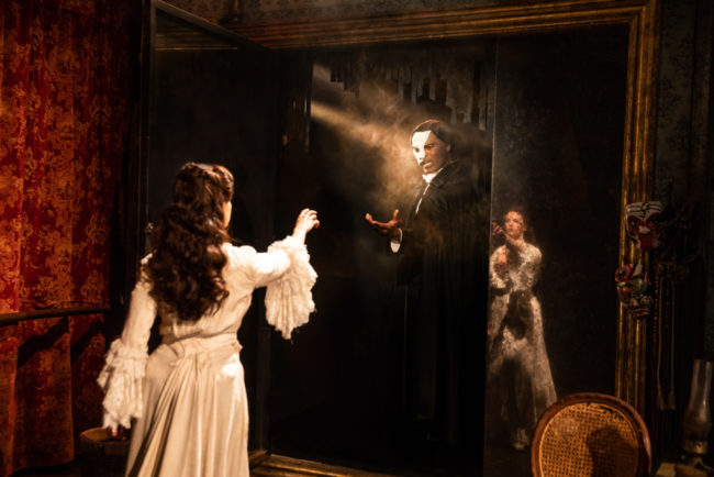 Emma Grimsley (left) as Christine Daae and Derrick Davis (right) as The Phantom. Photo: Matthew Murphy