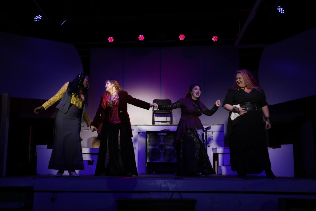 (L to R) JacQuan Knox as Alice Russell, Parker Bailey Steven as Lizzie Borden, Caitlin Weaver as Emma Borden, and Siobhan Beckett as Bridget Sullivan in Lizzie. Photo: Shealyn Jae Photography