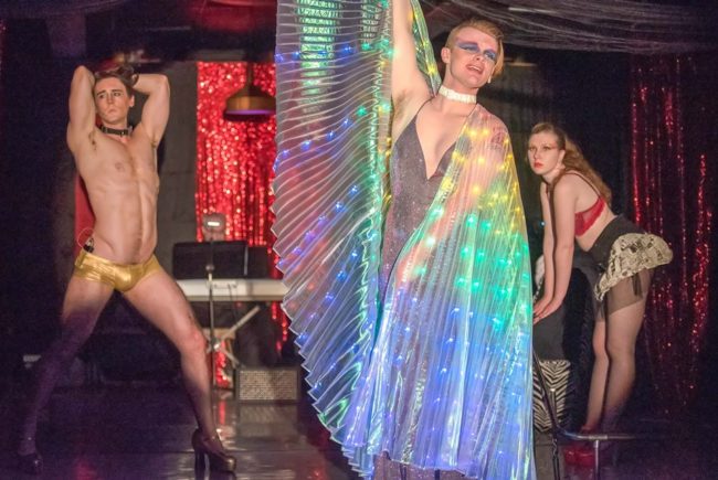 Kenneth Lautz (center) as Frank 'N' Furter and the company of Rocky Horror Show. Photo: Rachel Zirkin Duda